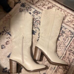 Altar'd State Cream Heeled Western Boots